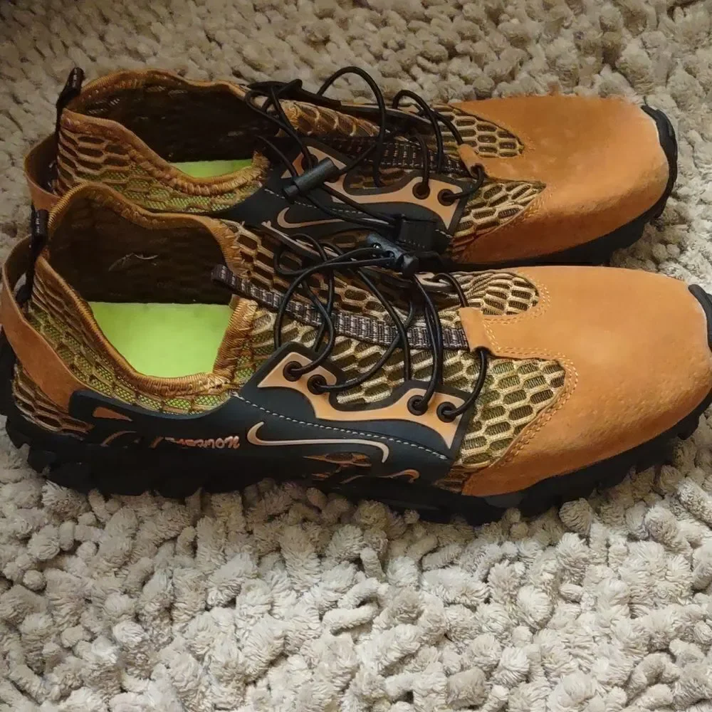New Fashion EU size 44 Women's 12 Men's 11 orange suede vented water shoe adjust